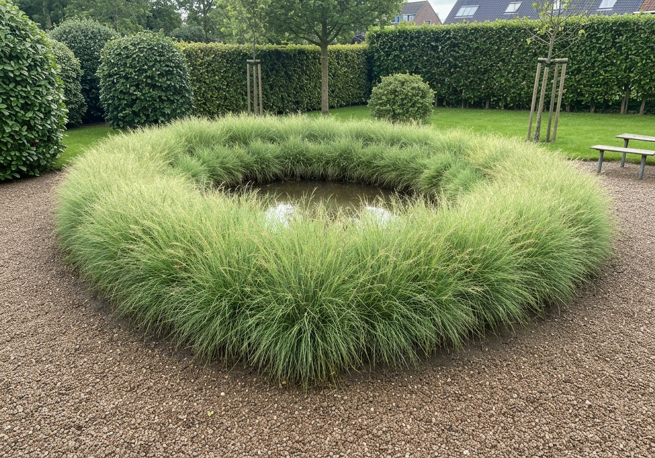 Zij-aanzicht van fijnbladig gazon op klei met zichtbare grasstructuur en drogere toplaag.