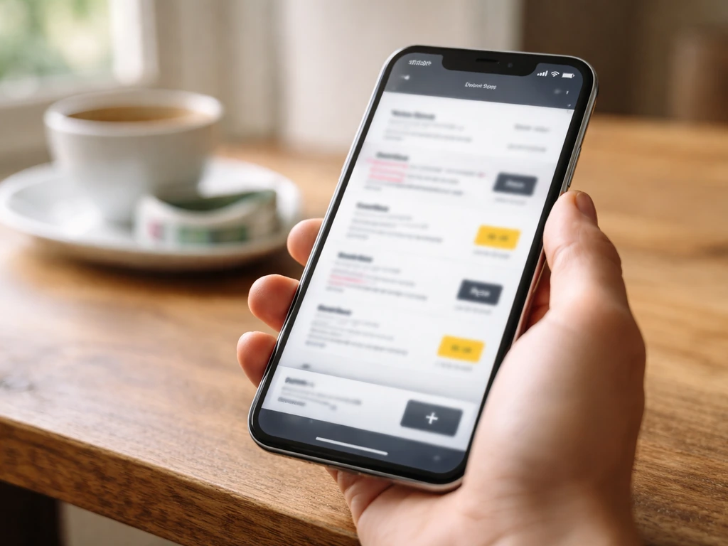 Close-up van een smartphone waarop een leeg winkelmandje-scherm staat bij een festival-ticket aankoop.