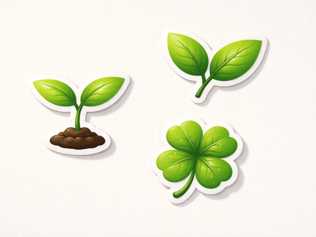 Collage van gras-emoji’s 🌱 🌿 🍀 in verschillende stijlen en kleuren op een neutrale achtergrond.