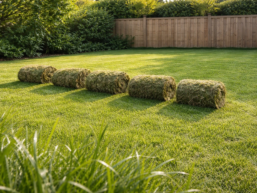 Versgemaaid gazon in een Nederlandse tuin met netjes klaargelegde grasresten voor mulch of compost.